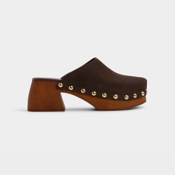 Aldo Shoes - Aldo Brown Suede Studded Clog Mule